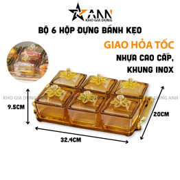 Bộ 6 Hộp Mứt - Khay Đựng Mứt Tết - Hũ Đựng Hoa Quả Bằng Nhựa 9.5x32.4x20cm - KMBK6