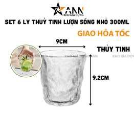 Set 6 Ly Thủy Tinh Lượn Sóng Nhỏ Cao Cấp 9x9.5cm - LTTLS02