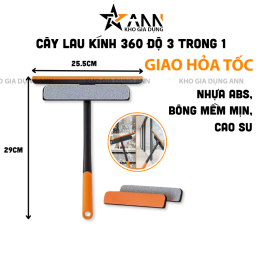 Cây Lau Kính 3 Trong 1 -Chổi Lau Kính Gạt Nước Xoay 360 Độ Linh Hoạt 29x25.5cm - CLK01
