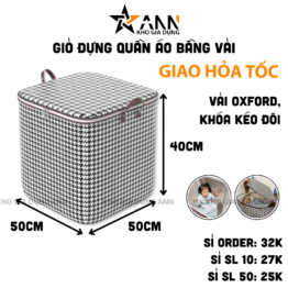 Giỏ Đựng Quần Áo Bằng Vải 100L - Túi Đựng Chăn Màn Đa Năng - Có Thể Gấp Gọn Cất Trữ Đồ 50x50x40cm - DDQA01