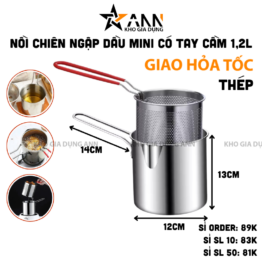 Ca Lọc Dầu Bằng Thép Có Lưới Lọc Cặn Và Tạp Chất - Nồi Chiên Ngập Dầu Mini Có Tay Cầm 1,2L 13x14x12cm - CLD02