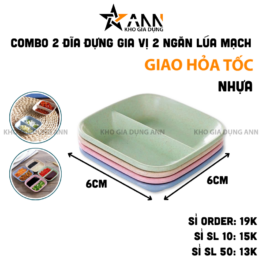 Combo 2 Chén Đựng Gia Vị 2 Ngăn - Chén Đựng Nước Chấm Bằng Nhựa Cao Cấp 6x6cm - CDGV04