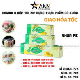 Combo 3 Hộp Túi Zip Đựng Thực Phẩm Có Khóa – Hộp Túi Zip Trong Suốt Bảo Quản Thực Phẩm Nhiều Kích Cỡ - DTP01