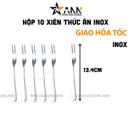 Hộp 10 Xiên Thức Ăn Inox - Nĩa Xiên Hoa Quả Mứt 13.4cm - XTA01