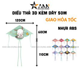 Diều Thả 3D Nhiều Mẫu Tặng Kèm Dây 50m - Diều Cho Trẻ Em 120x170cm - DT01