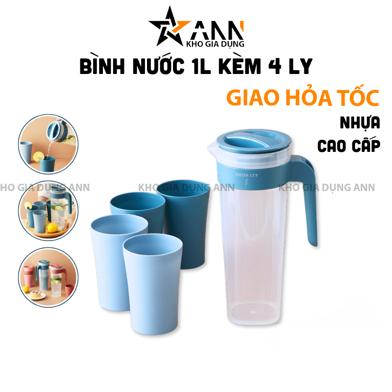 26101_426_20250320121452.png Bình Nước 1L Kèm 4 Ly Tiện Lợi - Bình Nước Bằng Nhựa Cao Cấp - BNK4L01