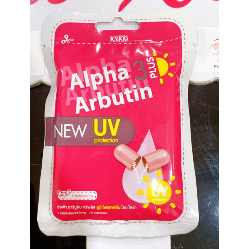 Viên Bột Kích Trắng Body Kyra Alpha Arbutin 3 Plus+ Thái Lan Hỗ Trợ Chống Nắng- Túi 10 Viên Viên Bột Kích Trắng Body Kyra Alpha Arbutin 3 Plus+ Thái Lan Hỗ Trợ Chống Nắng- Túi 10 Viên