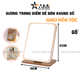 Gương Gỗ Để Bàn - Giương Trang Điểm Để Bàn - Gương Gỗ - Khớp Xoay 180 Độ 19x16cm - GGDB01