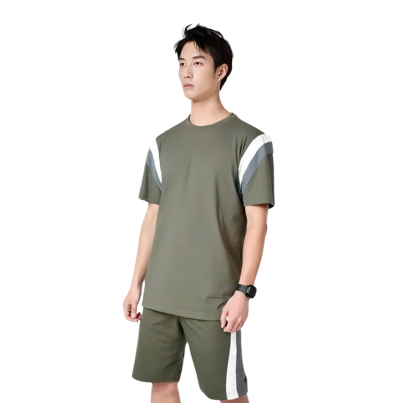 26161_2_20250323153550-2.png Set Bộ Nam Áo Thun Cổ Tròn Phối Sọc Màu + Quần Short Thun Thể Thao Cao Cấp (Big Size) - SBN137