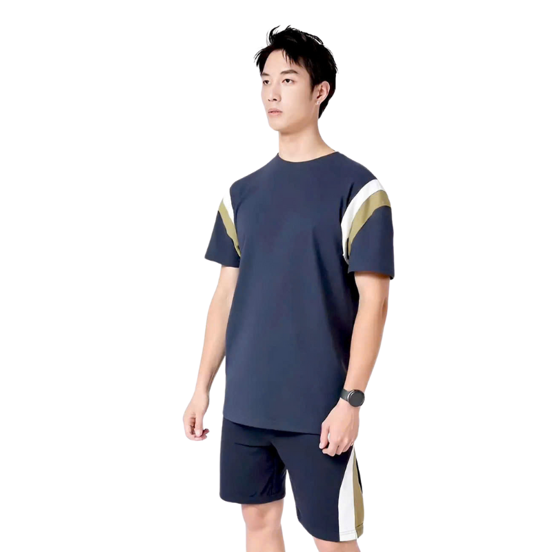 26161_4_20250323153550-2.png Set Bộ Nam Áo Thun Cổ Tròn Phối Sọc Màu + Quần Short Thun Thể Thao Cao Cấp (Big Size) - SBN137