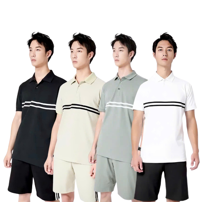 26166_1_20250323172226-2.png Set Bộ Nam Áo Thun Cổ Bẻ Phối Sọc Trước Ngực + Quần Short Thun (Big Size) - SBN143