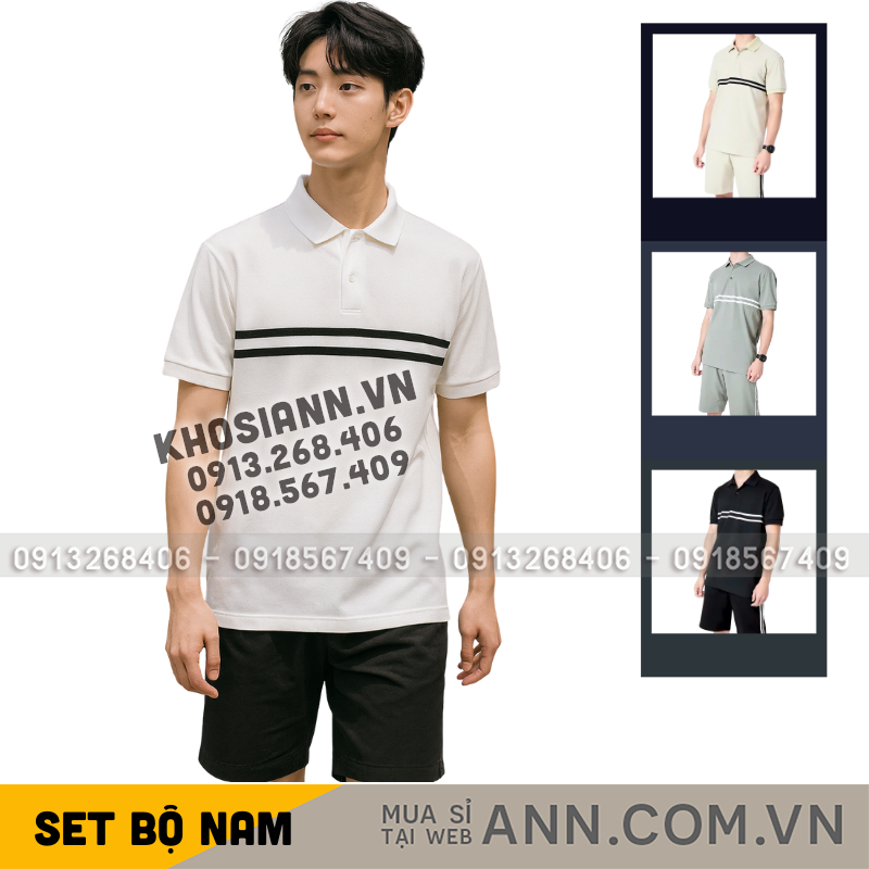 26166_he-thong_20251005121531.png Set Bộ Nam Áo Thun Cổ Bẻ Phối Sọc Trước Ngực + Quần Short Thun (Big Size) - SBN143