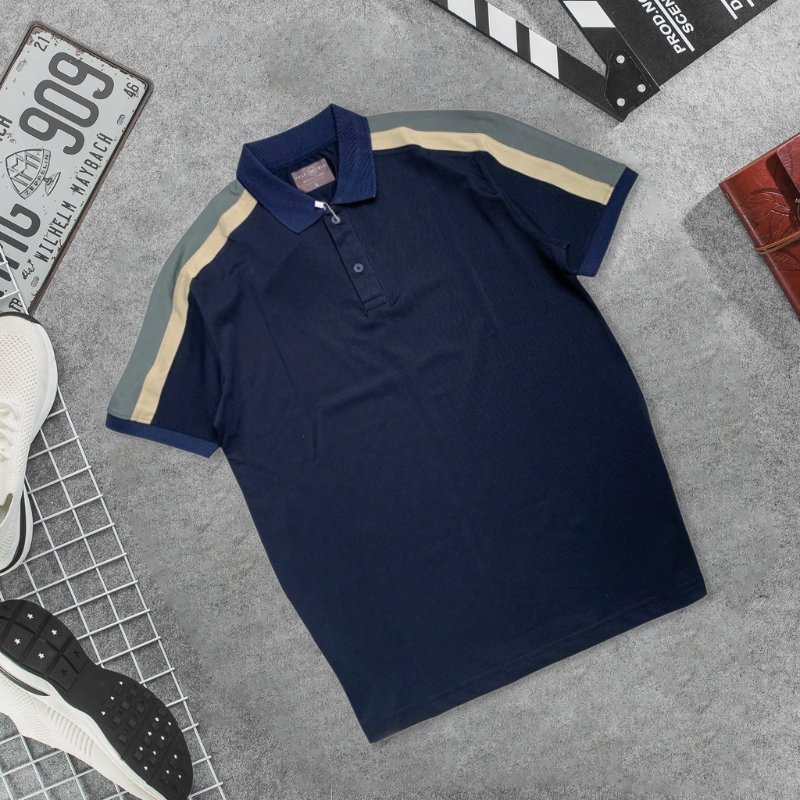 26168_23_20250325170316-1.png Áo Thun Nam Cổ Bẻ Phối Sọc Tay Áo (Có Size 3XL) - CS248