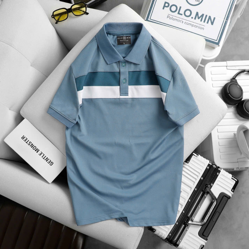 26201_cs256-11_20250401164941-12.png Áo Thun Nam Cổ Bẻ Phối Hai Sọc Ngang Trước Ngực Trẻ Trung (Có Size 3XL) - CS256