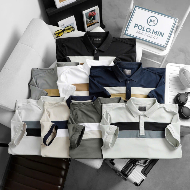 26201_cs256_20250401164943-12.png Áo Thun Nam Cổ Bẻ Phối Hai Sọc Ngang Trước Ngực Trẻ Trung (Có Size 3XL) - CS256