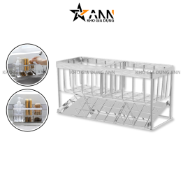 Kệ Đựng Đồ Rửa Chén Bát Chia Ngăn Có Khay Hứng Nước Nghiêng 18x8x10cm - KDDRC01