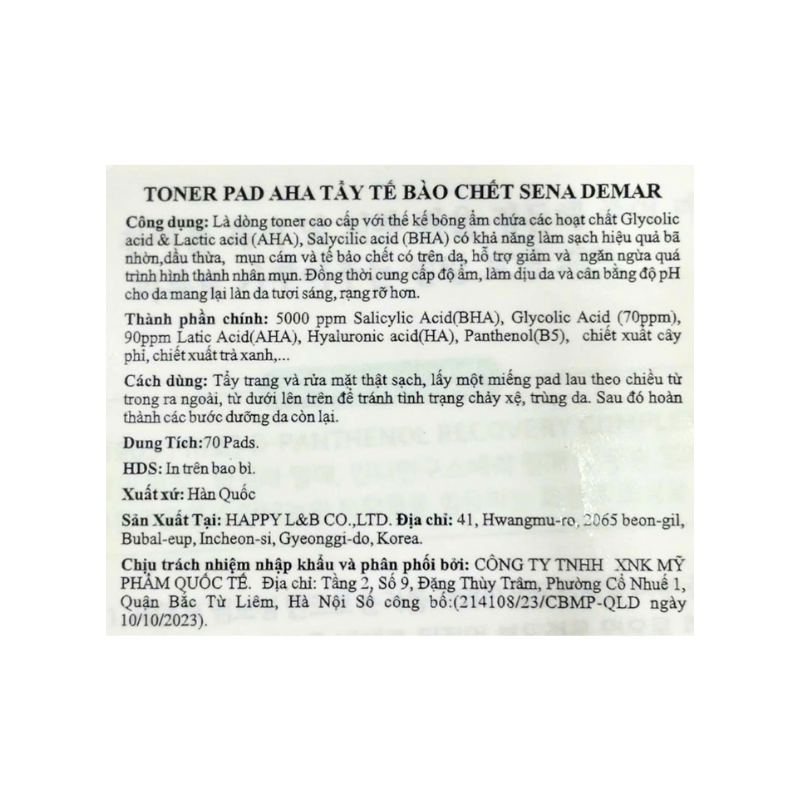 Bỏ sỉ toner Pad Aha Tẩy Tế Bào Chết Sena Demar Chính Hãng 150ml Bỏ sỉ toner Pad Aha Tẩy Tế Bào Chết Sena Demar Chính Hãng 150ml