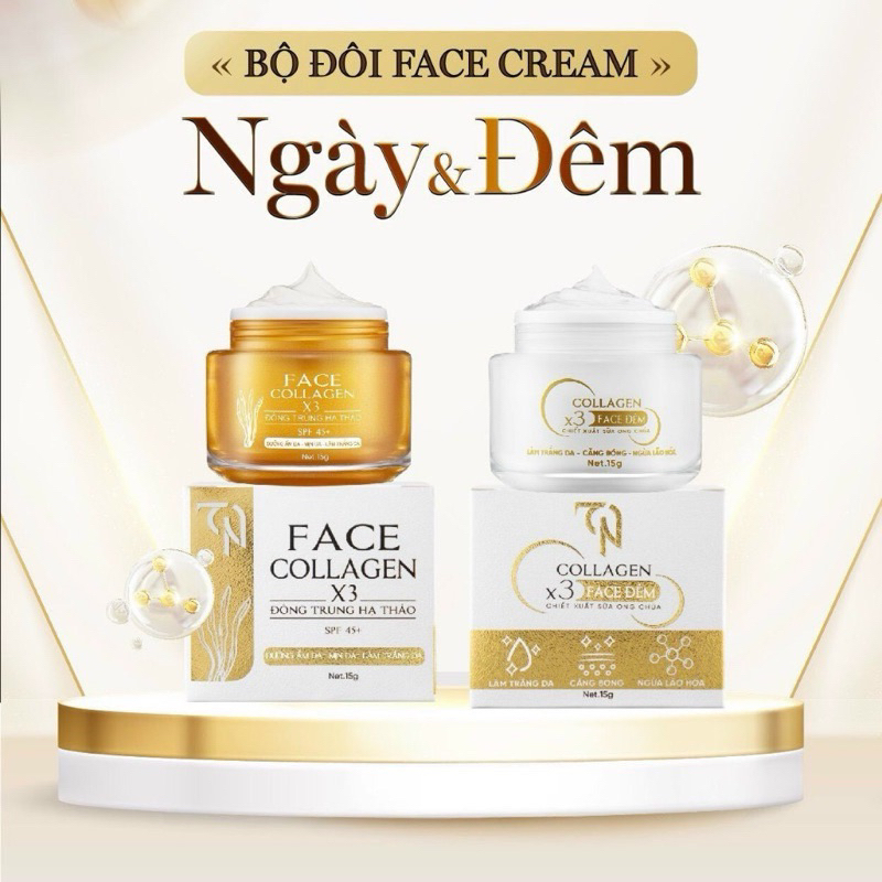 Giá sỉ combo Kem Face Ngày Đêm Collagen X3 TN Đông Trùng Hạ Thảo Mỹ Phẩm Đông Anh 15g Giá sỉ combo Kem Face Ngày Đêm Collagen X3 TN Đông Trùng Hạ Thảo Mỹ Phẩm Đông Anh 15g