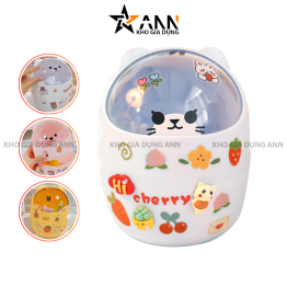 Thùng Rác Mini Kèm Nắp Đậy Kèm Sticker - Thùng Rác Dễ Thương - TRMN01