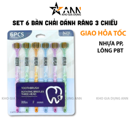 Set 6 Bàn Chải Đánh Răng 3 Mặt Vệ Sinh Răng Miệng 18.5cm - BCDR3M02