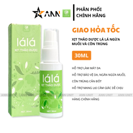 Xịt Thảo Dược Lá Lá 30ml Hỗ Trợ Bảo Vệ Da Xua Đuổi Muỗi Và Côn Trùng - XCCTLALA30ML