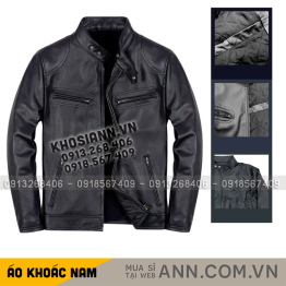 Áo Khoác Da Nam Cổ Trụ Lót Vải Mềm Cao Cấp Có Big Size - AK096