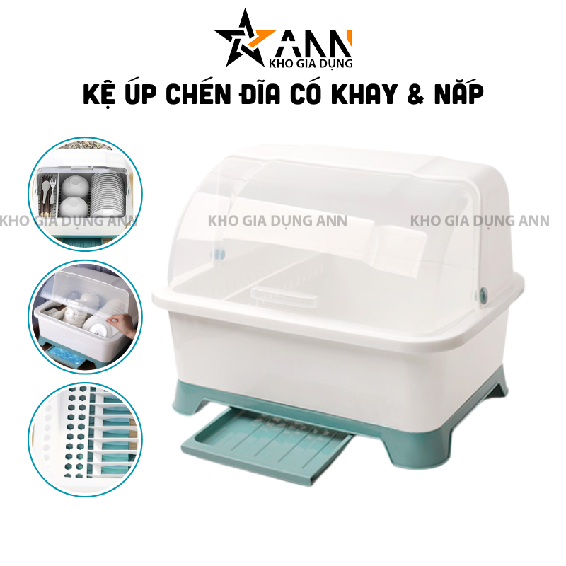 26432_1_20250611113307-1.png Kệ Úp Chén Đĩa Có Khay Hứng Nước & Nắp Đậy Ngăn Bụi - Rổ Úp Bát Nhựa Cao Cấp - RUC02