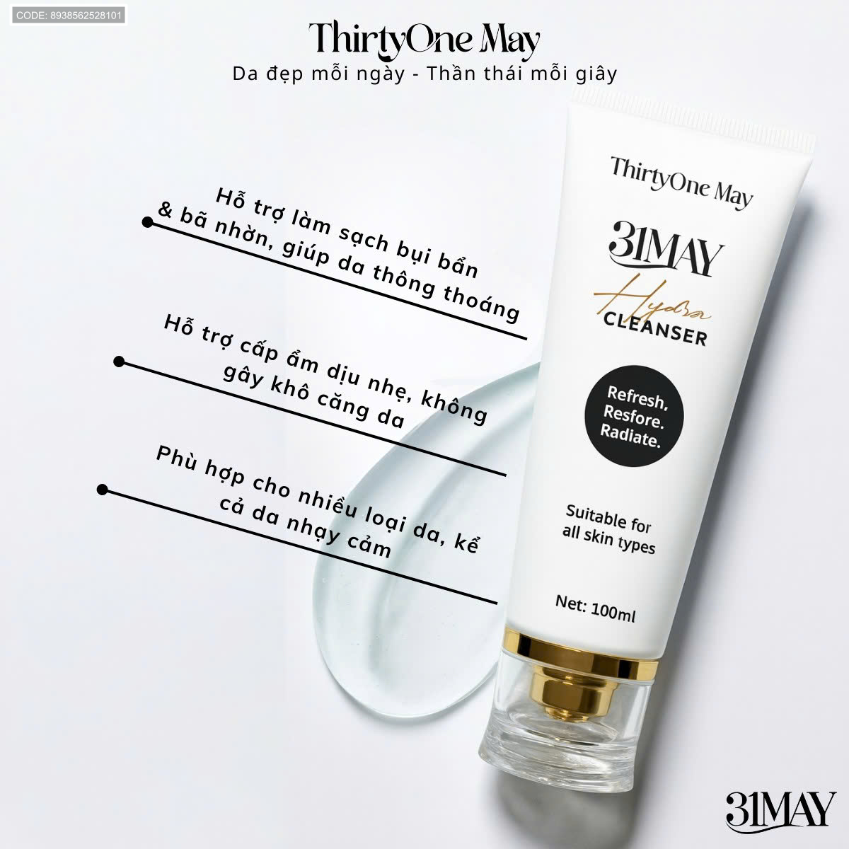 26547_z6913892536695-32d1f1590b4e201801058fe6cfa839c7_20250820224539-6.png Sữa Rửa Mặt 31may Hydra Cleanser 100ml - Sữa Rửa Mặt Thirty One May Chính Hãng - 8938562528101