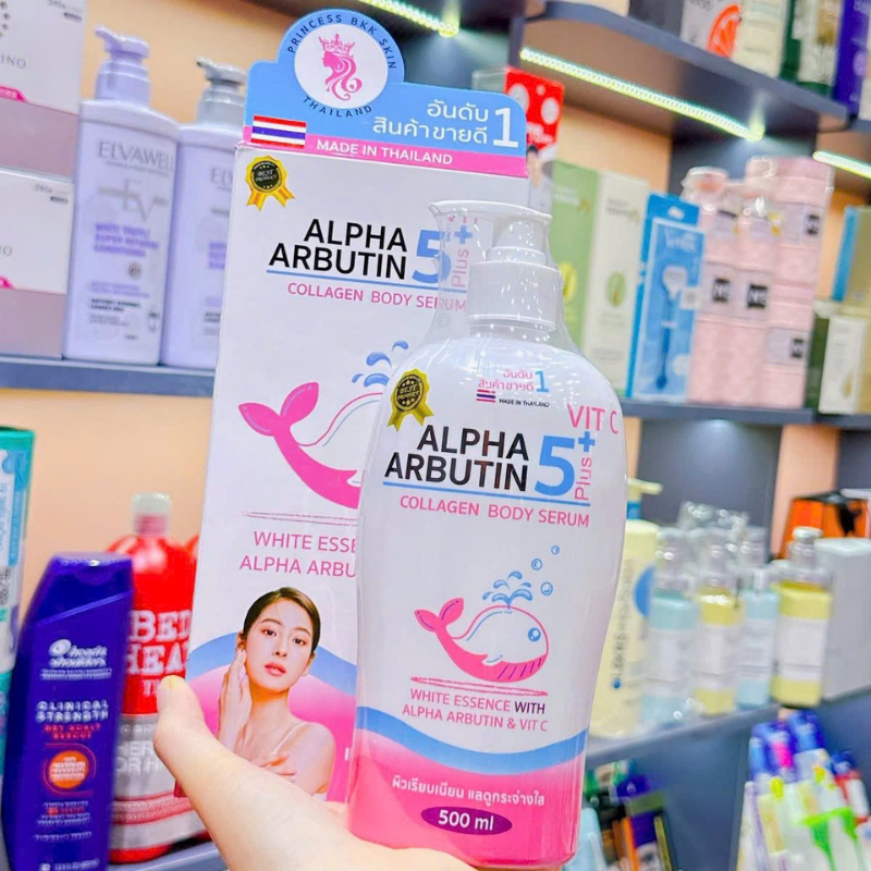 26568_26_20250816111008-1.png Sữa Dưỡng Thể Alpha Arbutin 5Plus+ Vit C Collagen Body Serum Princess Bkk Skin ThaiLand 500ml Có Tem - 8859389307765