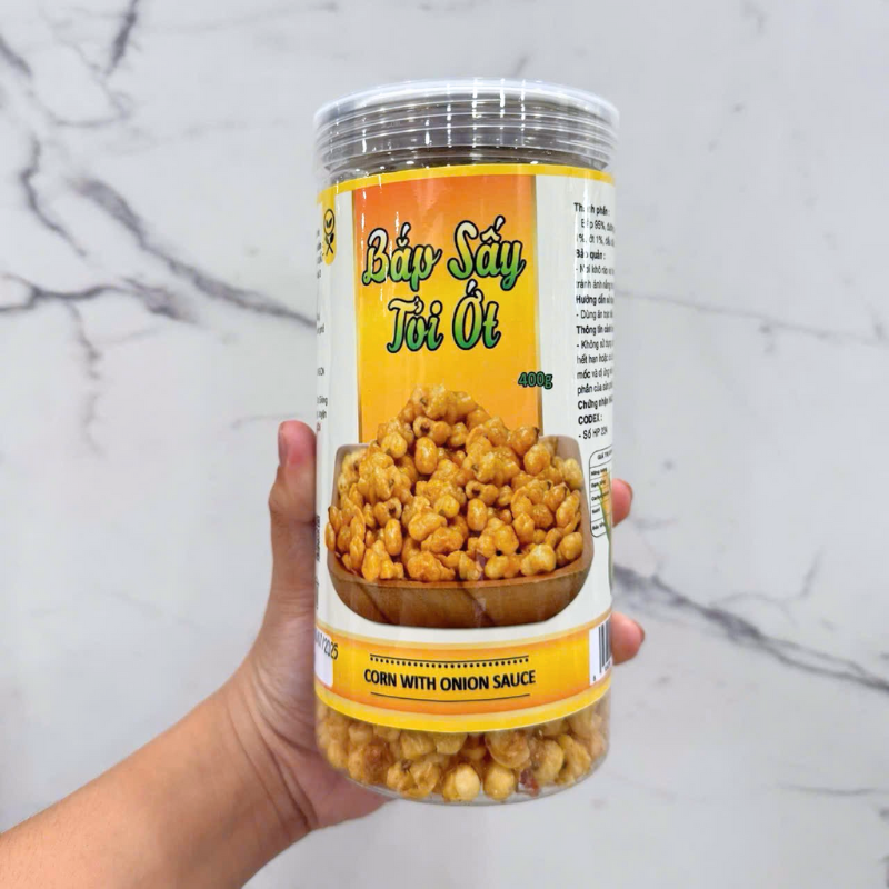 Chuyên sỉ bắp Sấy Tỏi Ớt Hộp 400g Thơm Ngon Hộp Chuyên sỉ bắp Sấy Tỏi Ớt Hộp 400g Thơm Ngon Hộp