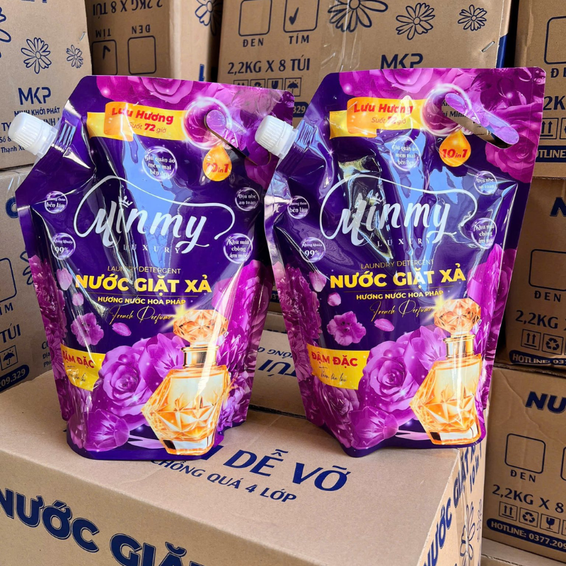 Combo 2 Túi Nước Giặt Xả Minmy Màu Tím Hoặc Hồng 2,2kg/Túi Combo 2 Túi Nước Giặt Xả Minmy Màu Tím Hoặc Hồng 2,2kg/Túi