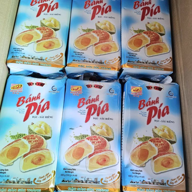 26623_4_20250828120146-6.png Bánh Pía Đậu Sầu Riêng Tân Huê Viên Màu Xanh Thơm Ngon 600g (150g x 4 cái) - 8936014315569