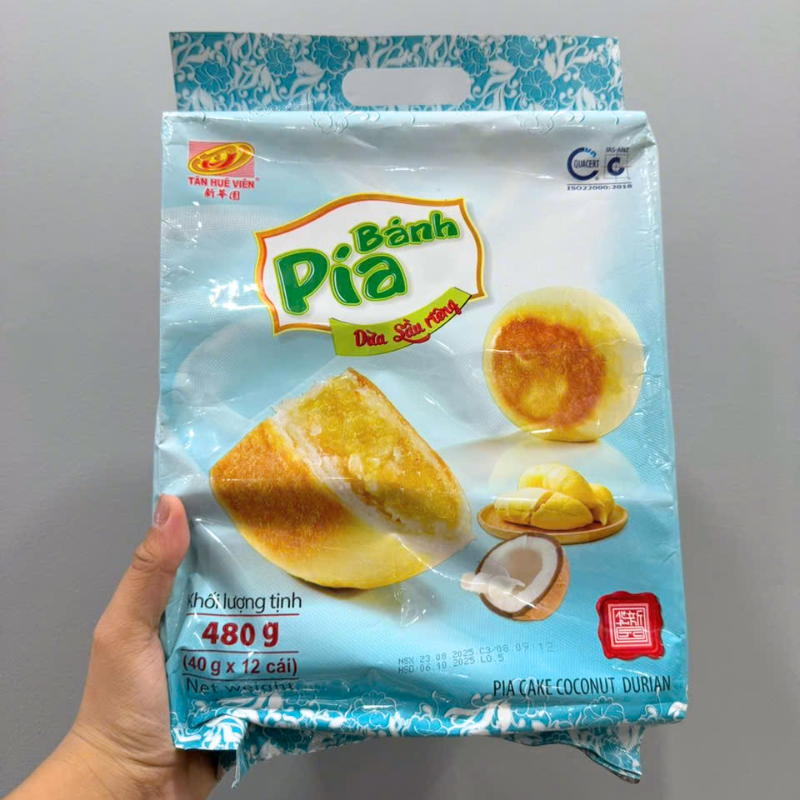 Bánh Pía Dừa Sầu Riêng Tân Huê Viên Thơm Ngon 480g (40g x 12 cái) Bánh Pía Dừa Sầu Riêng Tân Huê Viên Thơm Ngon 480g (40g x 12 cái)
