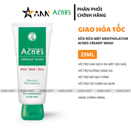 Sữa Rửa Mặt Mentholatum Acnes Creamy Wash 100g - Sữa Rửa Mặt Acnes Dành Cho Da Dầu Nhờn - 8935006530966