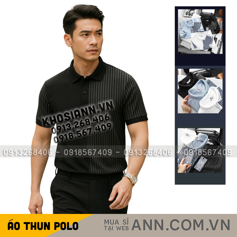 Nguồn sỉ áo Thun Polo Nam Phối Sọc Dọc Trước Ngực Và Tay Áo BigSize Từ 50-90kg Nguồn sỉ áo Thun Polo Nam Phối Sọc Dọc Trước Ngực Và Tay Áo BigSize Từ 50-90kg
