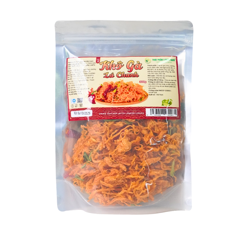 Nguồn sỉ khô Gà Lá Chanh 300g Thơm Ngon Túi Zip Nguồn sỉ khô Gà Lá Chanh 300g Thơm Ngon Túi Zip