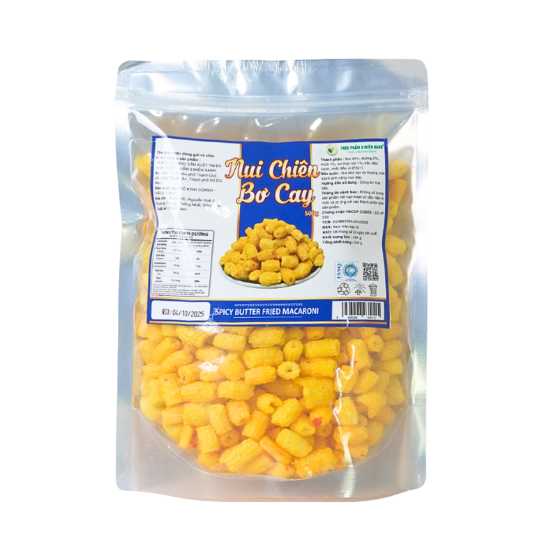 Nui Chiên Bơ Cay Vàng 500g Giòn Ngon Túi Zip Nui Chiên Bơ Cay Vàng 500g Giòn Ngon Túi Zip