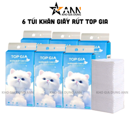 Set 6 Túi Khăn Giấy Rút Treo Tường Màu Xanh Có 4 Lớp Top Gia - KGR09