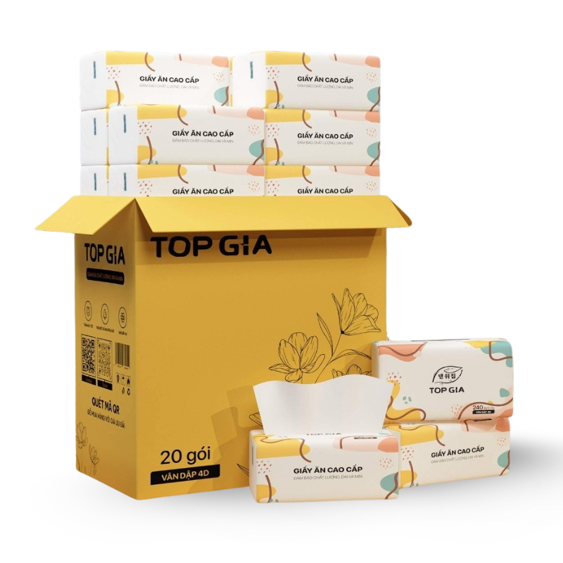 1 Thùng 40 Gói Khăn Giấy Ăn Sắc Màu Top Gia Loại Nhỏ 1 Thùng 40 Gói Khăn Giấy Ăn Sắc Màu Top Gia Loại Nhỏ