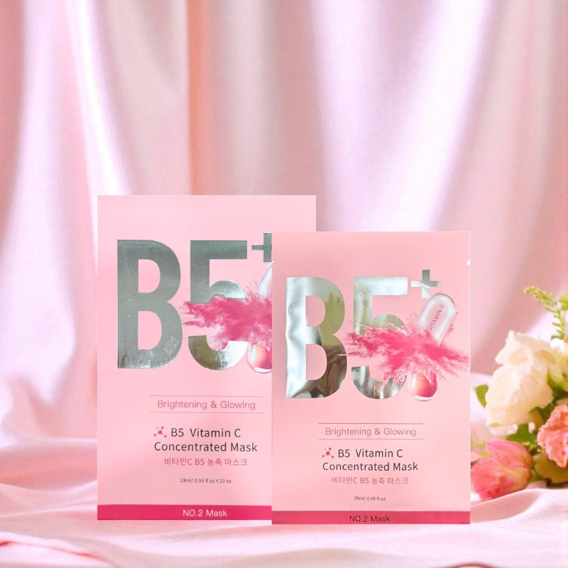 Chuyên sỉ hộp 10 Miếng Mặt Nạ Phục Hồi B5+ Vitamin C Concentrated Mask 28ml/Miếng - Màu Hồng Chuyên sỉ hộp 10 Miếng Mặt Nạ Phục Hồi B5+ Vitamin C Concentrated Mask 28ml/Miếng - Màu Hồng