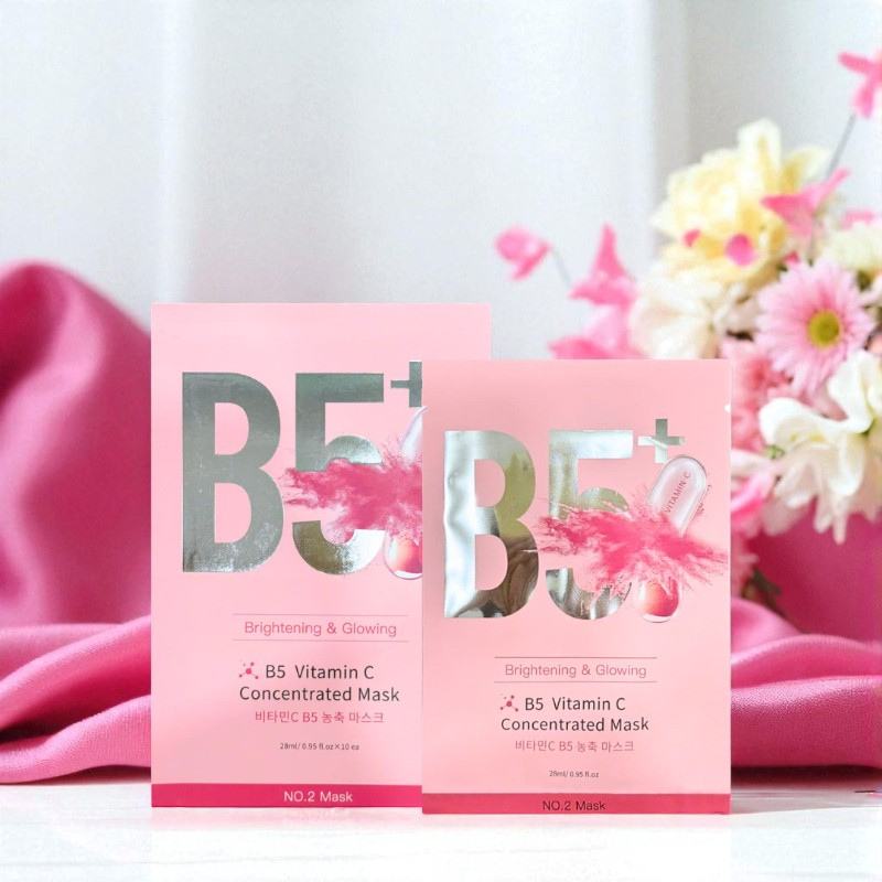 Chuyên sỉ hộp 10 Miếng Mặt Nạ Phục Hồi B5+ Vitamin C Concentrated Mask 28ml/Miếng - Màu Hồng Chuyên sỉ hộp 10 Miếng Mặt Nạ Phục Hồi B5+ Vitamin C Concentrated Mask 28ml/Miếng - Màu Hồng