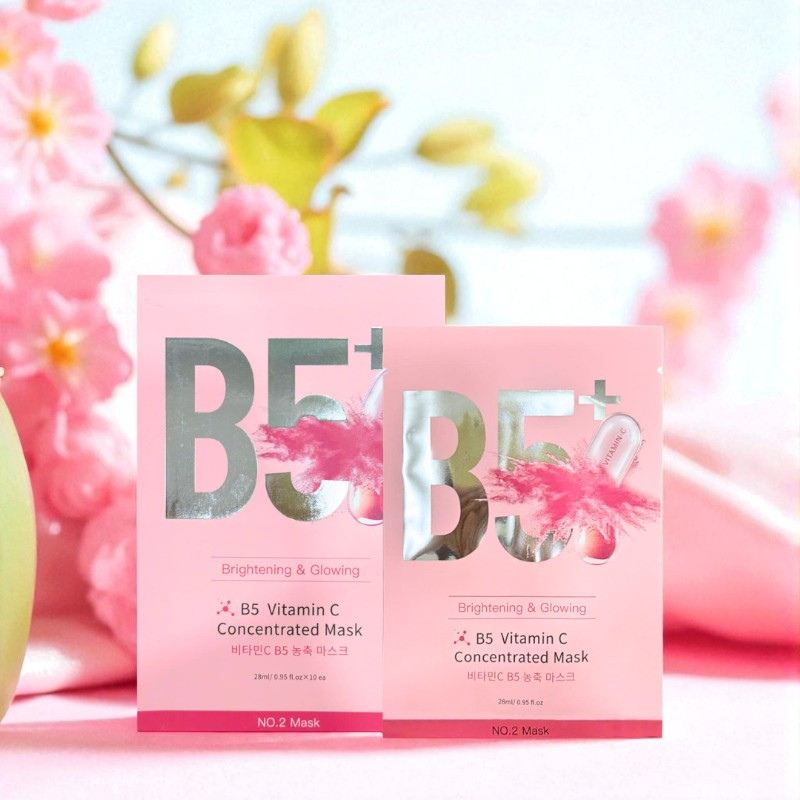 Chuyên sỉ hộp 10 Miếng Mặt Nạ Phục Hồi B5+ Vitamin C Concentrated Mask 28ml/Miếng - Màu Hồng Chuyên sỉ hộp 10 Miếng Mặt Nạ Phục Hồi B5+ Vitamin C Concentrated Mask 28ml/Miếng - Màu Hồng