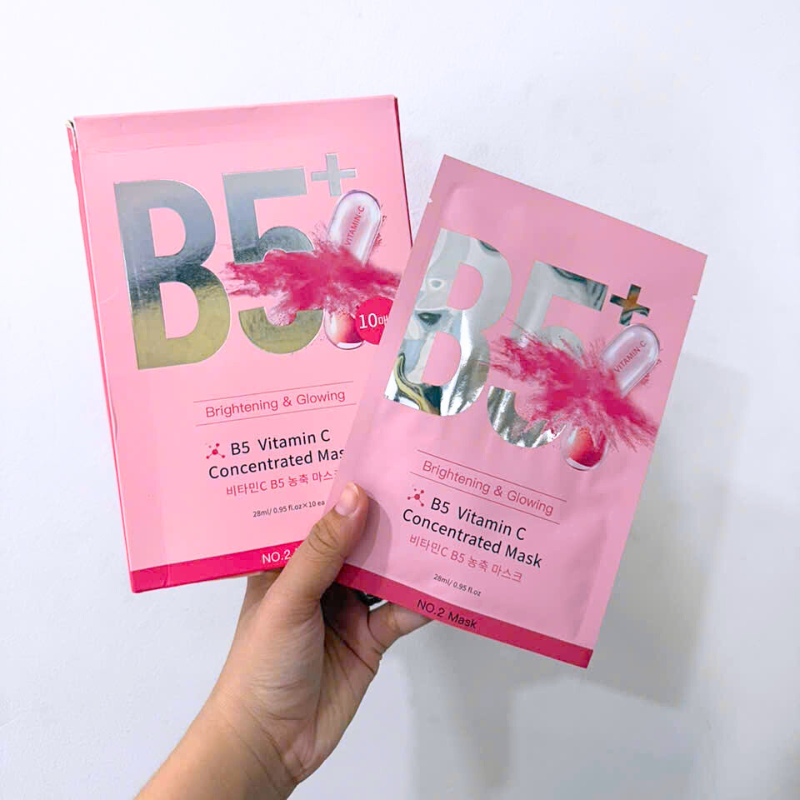 Chuyên sỉ hộp 10 Miếng Mặt Nạ Phục Hồi B5+ Vitamin C Concentrated Mask 28ml/Miếng - Màu Hồng Chuyên sỉ hộp 10 Miếng Mặt Nạ Phục Hồi B5+ Vitamin C Concentrated Mask 28ml/Miếng - Màu Hồng