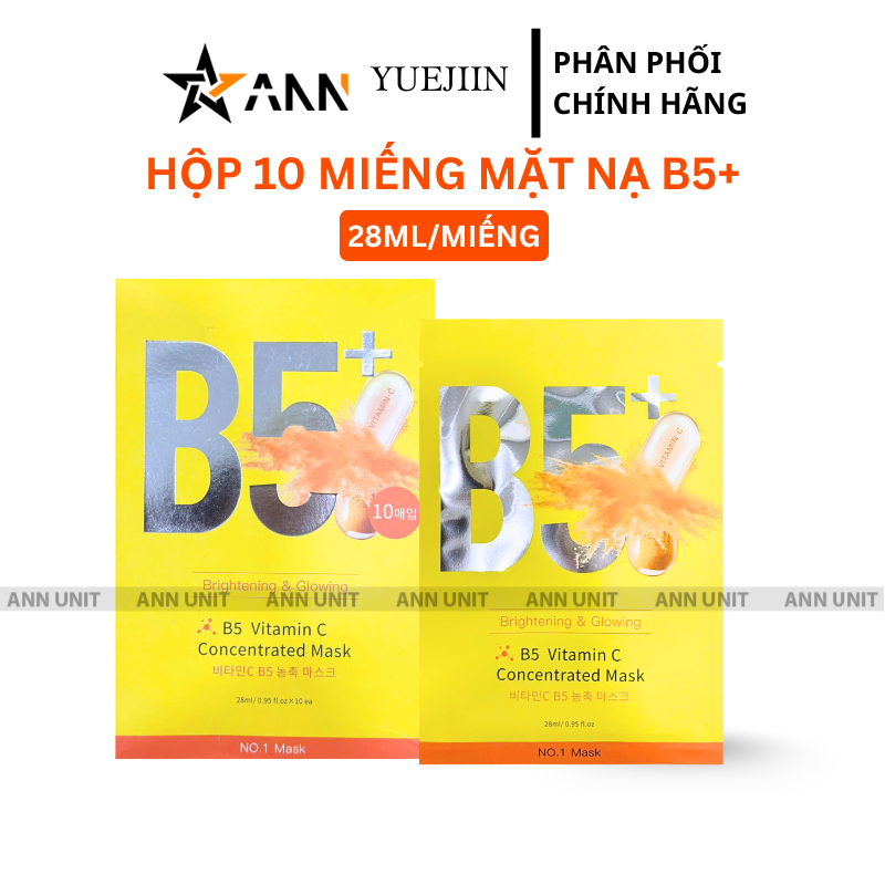 Bỏ sỉ hộp 10 Miếng Mặt Nạ Phục Hồi B5+ Vitamin C Concentrated Mask 28ml/Miếng - Màu Vàng Bỏ sỉ hộp 10 Miếng Mặt Nạ Phục Hồi B5+ Vitamin C Concentrated Mask 28ml/Miếng - Màu Vàng
