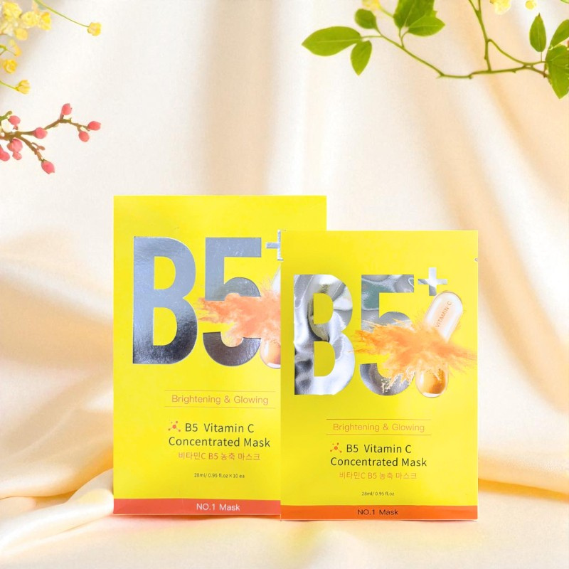 Bỏ sỉ hộp 10 Miếng Mặt Nạ Phục Hồi B5+ Vitamin C Concentrated Mask 28ml/Miếng - Màu Vàng Bỏ sỉ hộp 10 Miếng Mặt Nạ Phục Hồi B5+ Vitamin C Concentrated Mask 28ml/Miếng - Màu Vàng