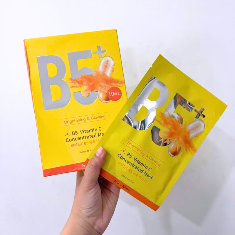 Bỏ sỉ hộp 10 Miếng Mặt Nạ Phục Hồi B5+ Vitamin C Concentrated Mask 28ml/Miếng - Màu Vàng Bỏ sỉ hộp 10 Miếng Mặt Nạ Phục Hồi B5+ Vitamin C Concentrated Mask 28ml/Miếng - Màu Vàng