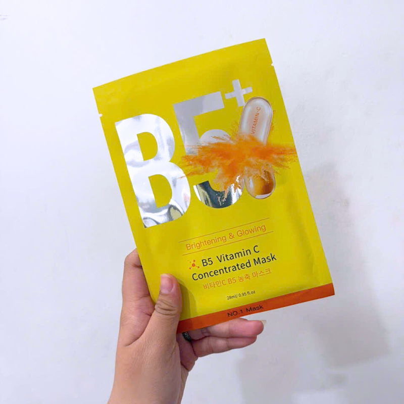 Bỏ sỉ hộp 10 Miếng Mặt Nạ Phục Hồi B5+ Vitamin C Concentrated Mask 28ml/Miếng - Màu Vàng Bỏ sỉ hộp 10 Miếng Mặt Nạ Phục Hồi B5+ Vitamin C Concentrated Mask 28ml/Miếng - Màu Vàng