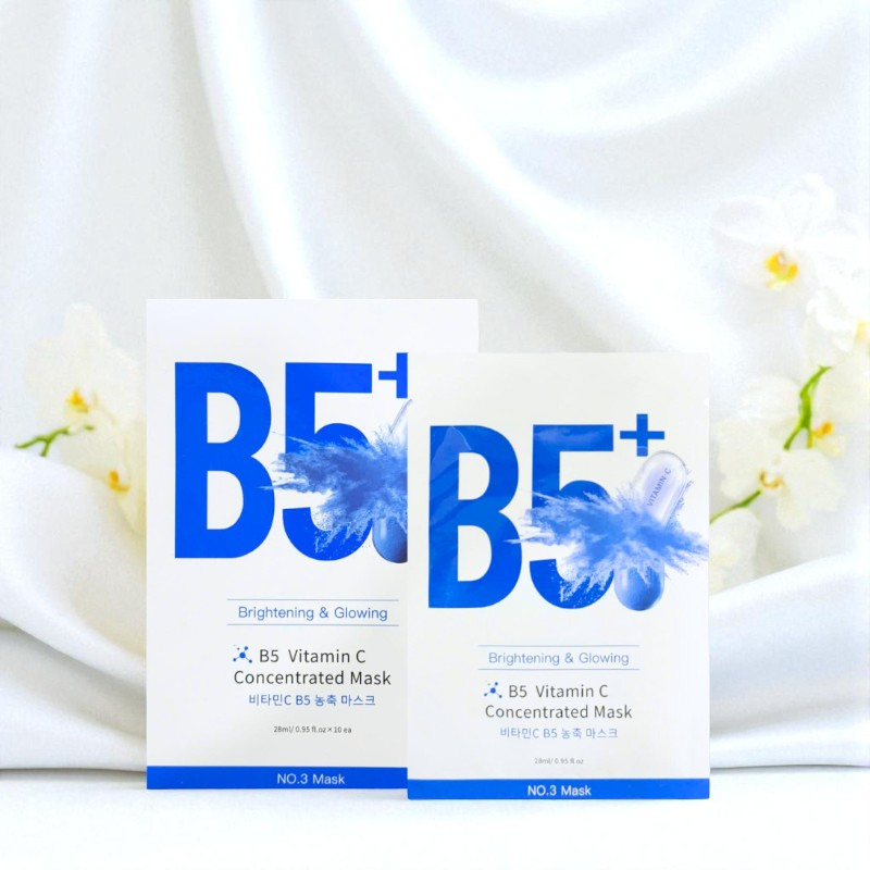 Hộp 10 Miếng Mặt Nạ Phục Hồi B5+ Vitamin C Concentrated Mask 28ml/Miếng - Màu Xanh Hộp 10 Miếng Mặt Nạ Phục Hồi B5+ Vitamin C Concentrated Mask 28ml/Miếng - Màu Xanh