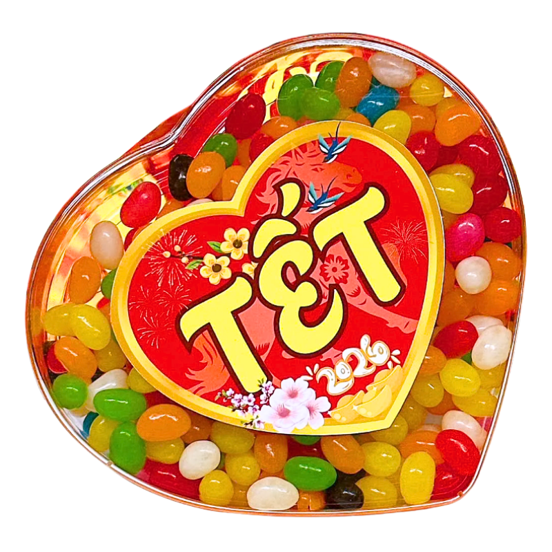 Kẹo Dẻo Bi 350g - Hộp Trái Tim Hộp Quà Tết 2026 Kẹo Dẻo Bi 350g - Hộp Trái Tim Hộp Quà Tết 2026