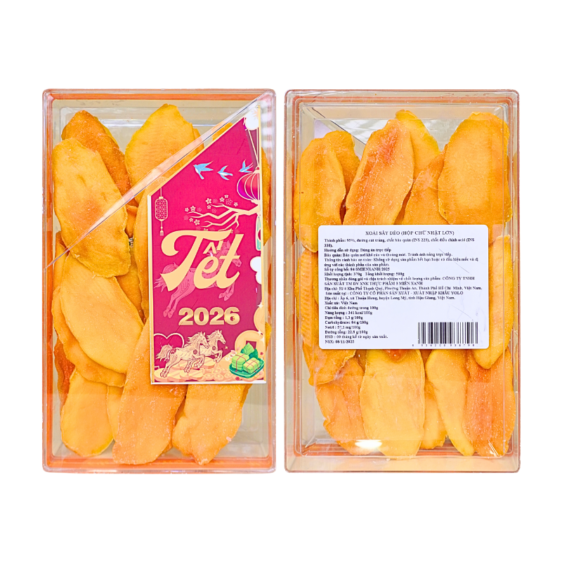 Nguồn sỉ xoài Sấy Dẻo 500g - Hộp Chữ Nhật Lớn Hộp Quà Tết 2026 Nguồn sỉ xoài Sấy Dẻo 500g - Hộp Chữ Nhật Lớn Hộp Quà Tết 2026